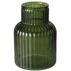 RELEA üveg váz, zöld, bordázott üveg, 20 cm