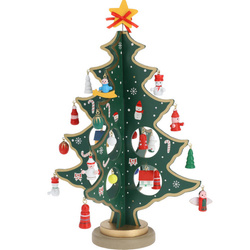 Összecsukható karácsonyfa díszekkel, fa dísz 26 cm