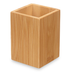 Négyzet alakú, bambusz fogkefetartó, 6,8 x 6,8 x 9,7 cm