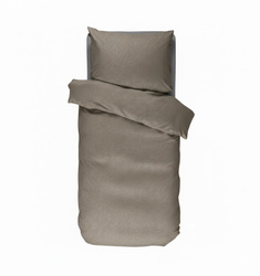 Szatén pamut ágynemű szett taupe színben, állatmintás díszpárnák, Essenza 140x220+60x70 cm