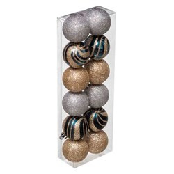 Többszínű díszgömbök különböző kivitelben, Ø 4 cm, 12 db.