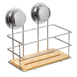 Fürdőszobai polc szívókorongokkal, 13 x 13 x 19 cm, bambusz.