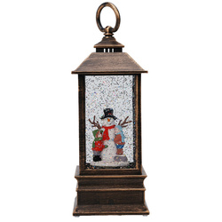 Dekoratív LED ünnepi lámpás vízzel és csillámmal, 23 cm, hóember