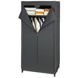 DEEP BLACK textil szekrény, összecsukható gardrób, 160x75x50cm, WENKO