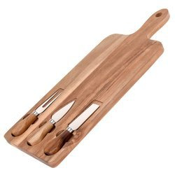 Sajttálca + 3 kés, 43x16 cm, szett