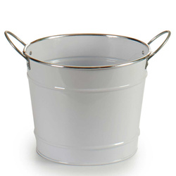 Vödör típusú virágcserép, cink, fehér, Ø 21 cm