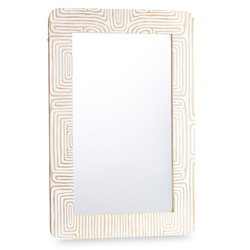 Fali tükör mangófából készült keretben LINES&CURVES, 60 x 90 cm