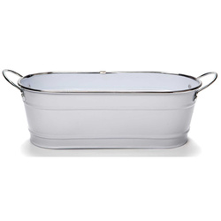 Fehér cink virágcserép, 11 x 32,5 x 10,5 cm