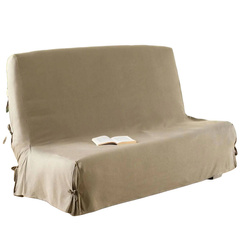 Kötött pamut kanapéhuzat, praktikus takaró ágyra, kanapéra vagy díványra, bézs színben.