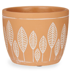 Levél mintás terrakotta virágcserép.