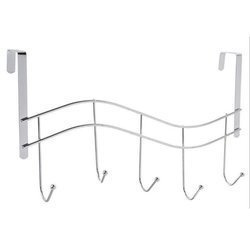 5 akasztós ajtóra akasztható WAVE fogas, krómozott acélból.