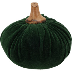 Műanyag tök, textil dísz, 10 x 11 cm