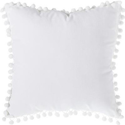 Dekoratív párna POMPONS, 40 x 40 cm, elefántcsont