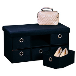 Előszobai ülőke len imitációból, 6 fiókkal