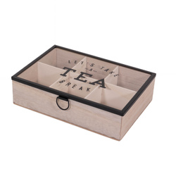 Üveges teásdoboz, teás doboz - 6 rekesszel