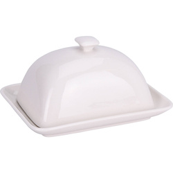 Porcelán vaj tartó, 16 x 12 cm, fehér