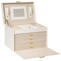 Ékszertartó doboz fiókokkal és tükörrel