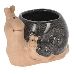 Porcelán virágcserép, csiga, 15 x 11 cm