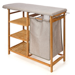 Bambusz szekrény vasalódeszkával és mosószennyel BAMY, 111 x 34 x 82 cm