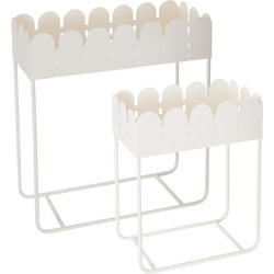 2 darab hullámos szélű SENSE fém virágtartó állvány, bézs színben