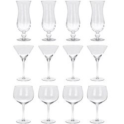 Italoskészletek, 3 féle pohár italokhoz: Gin, Tonic, Hurricane, 12 darab