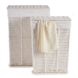 Fehér fonott kosarak textilbéléssel RUSTIC, 2 darab