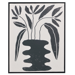 Fekete keretben, növényi motívummal készült kép, EMBER, 40 x 50 cm