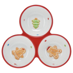 Tálalóedény, három rekesz, 19 x 19 cm, MÉZESKALÁCS