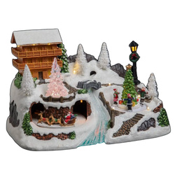 Karácsonyi jászol LED világítással rendelkező házikó