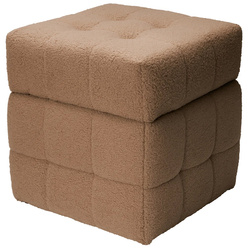 Négyzet alakú puff tárolóval, báránybőr kárpitozással, 38 x 38 x 37 cm, barna