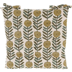 Csomózott székpárna, virágmintás, 100% pamut, 40 x 40 cm