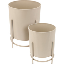 OMEE fém virágtartó burkolatok, 2 db, Ø 17 + Ø 20 cm, homokszínű